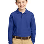 Port Authority Youth Silk Touch Wrinkle Resistant Long Sleeve Polo Shirt - Royal Blue