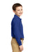 Port Authority Y500LS Youth Silk Touch Wrinkle Resistant Long Sleeve Polo Shirt Royal Blue Side