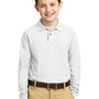 Port Authority Youth Silk Touch Wrinkle Resistant Long Sleeve Polo Shirt - White