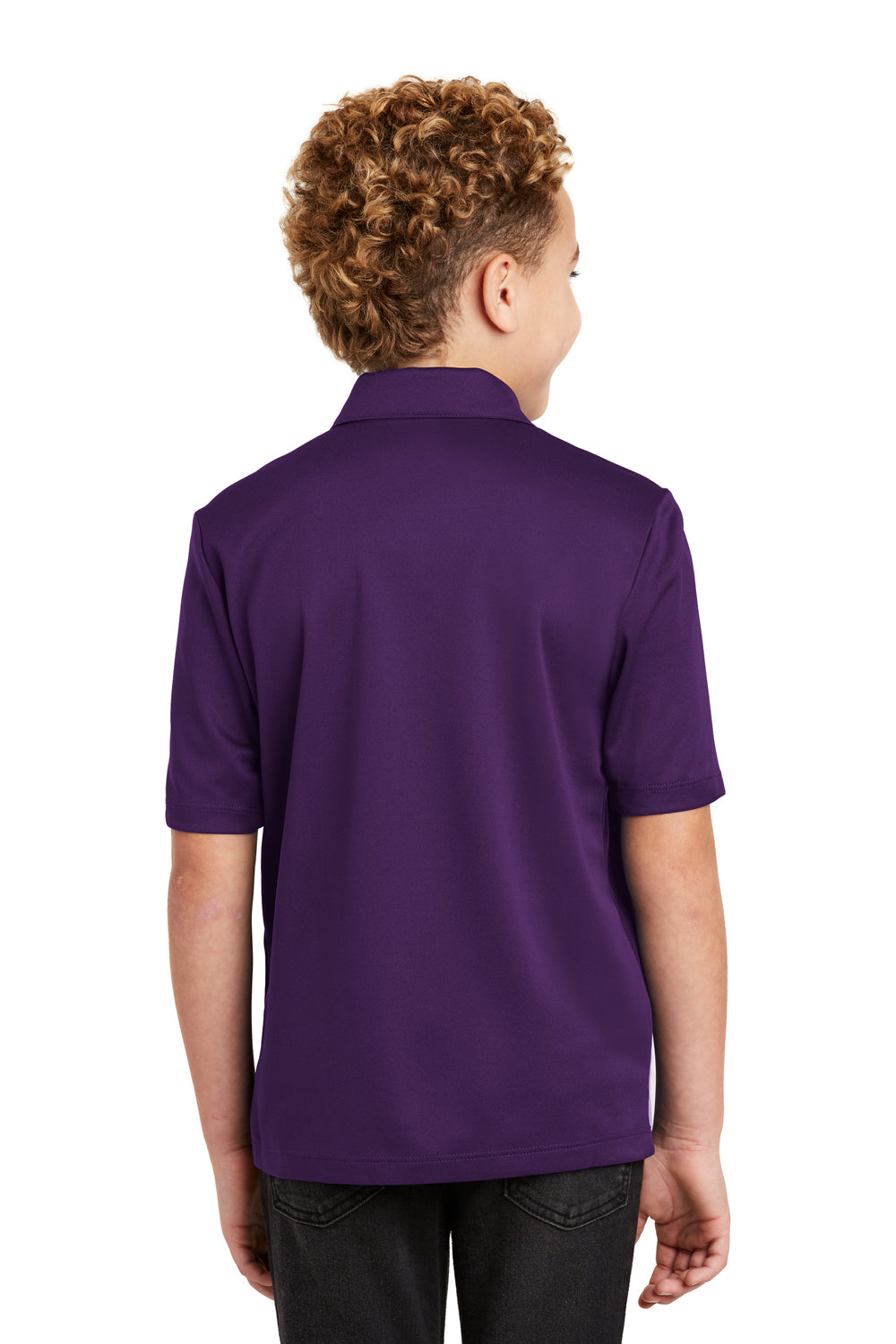 Port Authority Y540 Youth Silk Touch Performance Moisture Wicking Short Sleeve Polo Shirt Purple Back