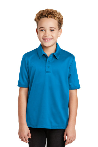 Port Authority Y540 Youth Silk Touch Performance Moisture Wicking Short Sleeve Polo Shirt Brilliant Blue Front