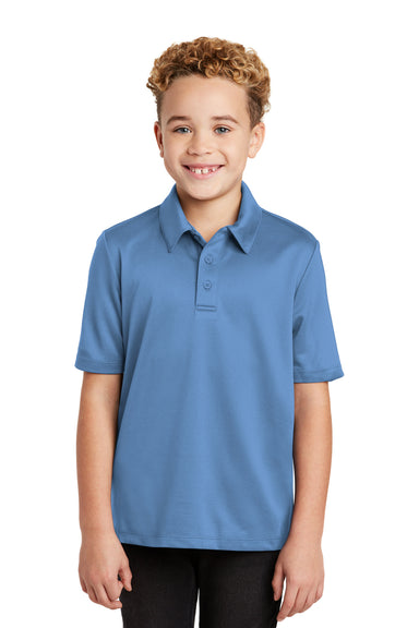 Port Authority Y540 Youth Silk Touch Performance Moisture Wicking Short Sleeve Polo Shirt Carolina Blue Front