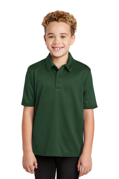 Port Authority Y540 Youth Silk Touch Performance Moisture Wicking Short Sleeve Polo Shirt Forest Green Front