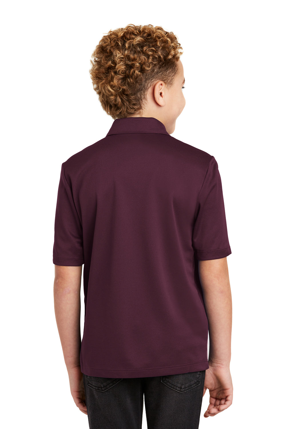 Port Authority Y540 Youth Silk Touch Performance Moisture Wicking Short Sleeve Polo Shirt Maroon Back
