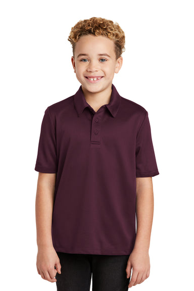 Port Authority Y540 Youth Silk Touch Performance Moisture Wicking Short Sleeve Polo Shirt Maroon Front