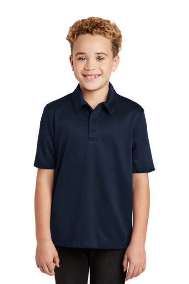 Port Authority Y540 Youth Silk Touch Performance Moisture Wicking Short Sleeve Polo Shirt Navy Blue Front