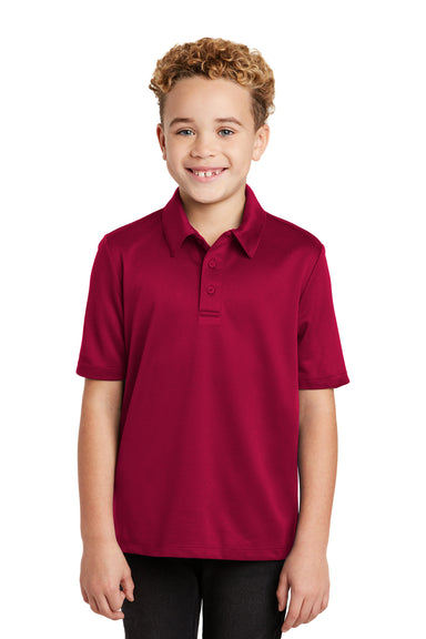 Port Authority Y540 Youth Silk Touch Performance Moisture Wicking Short Sleeve Polo Shirt Red Front