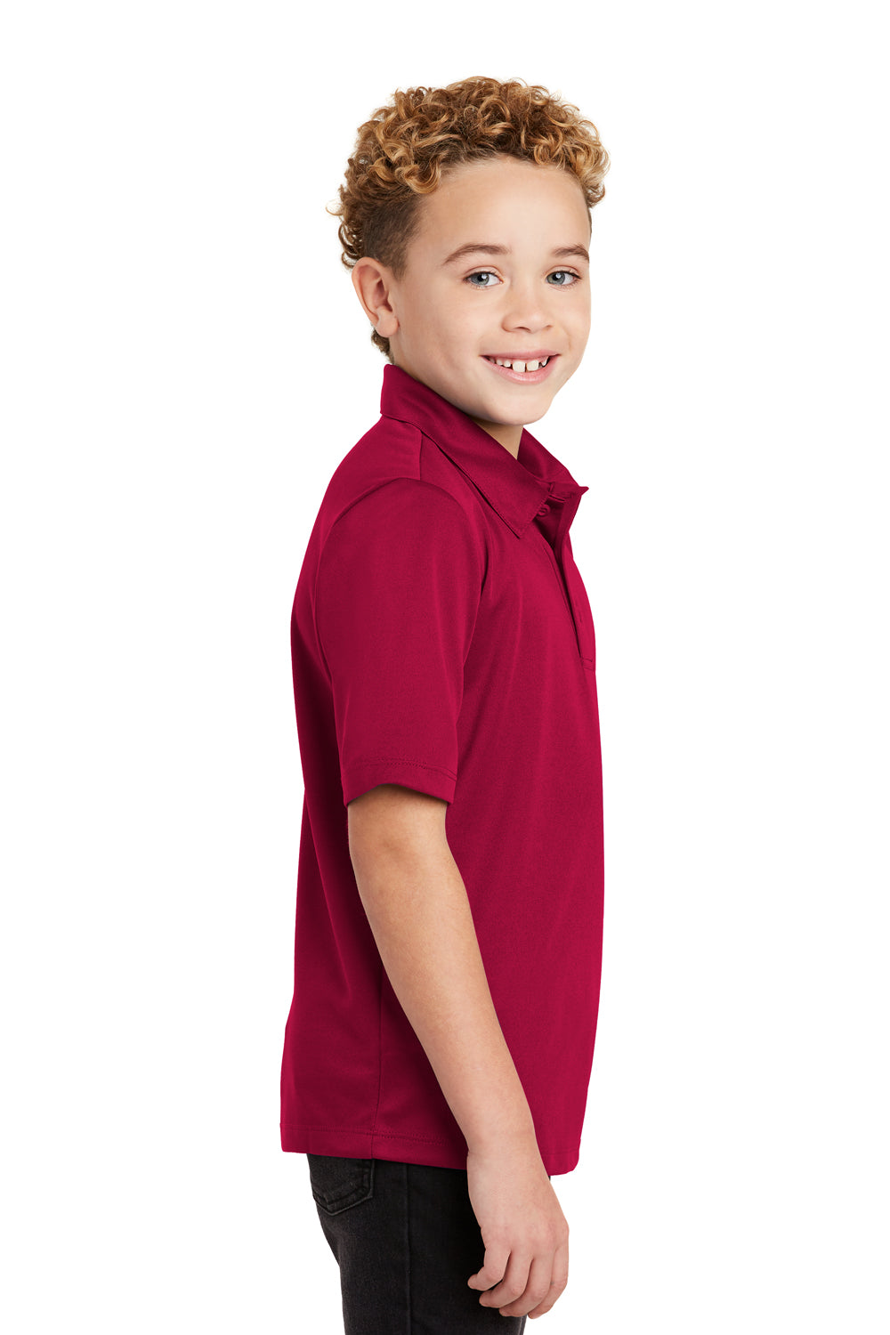 Port Authority Y540 Youth Silk Touch Performance Moisture Wicking Short Sleeve Polo Shirt Red Side