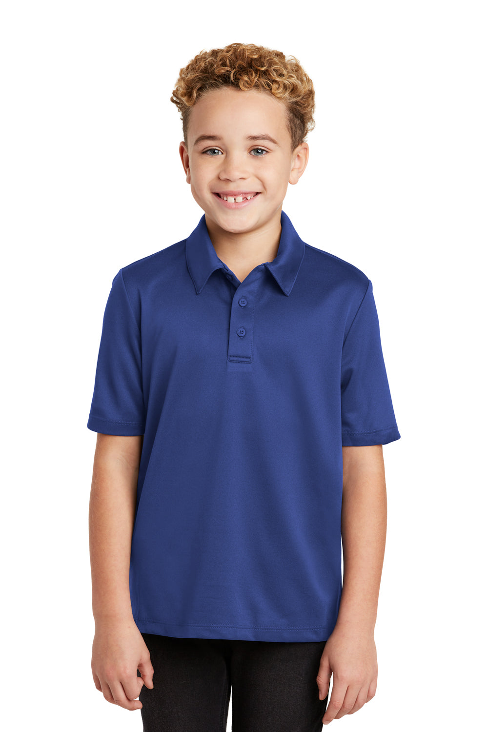 Port Authority Y540 Youth Silk Touch Performance Moisture Wicking Short Sleeve Polo Shirt Royal Blue Front