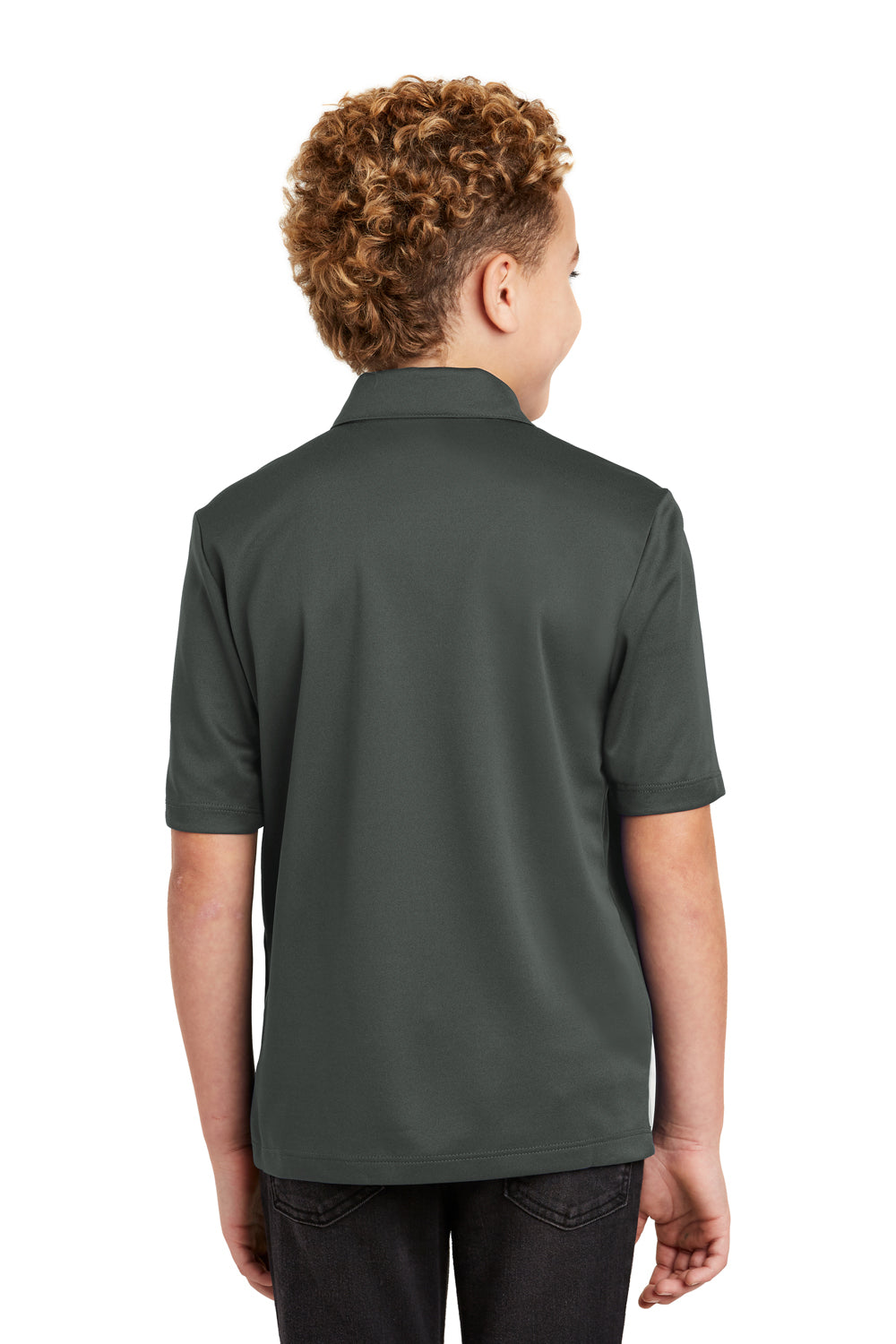 Port Authority Y540 Youth Silk Touch Performance Moisture Wicking Short Sleeve Polo Shirt Steel Grey Back