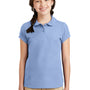 Port Authority Youth Silk Touch Wrinkle Resistant Short Sleeve Polo Shirt - Light Blue
