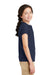 Port Authority YG503 Youth Silk Touch Wrinkle Resistant Short Sleeve Polo Shirt Navy Blue Side