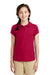 Port Authority YG503 Youth Silk Touch Wrinkle Resistant Short Sleeve Polo Shirt Red Front