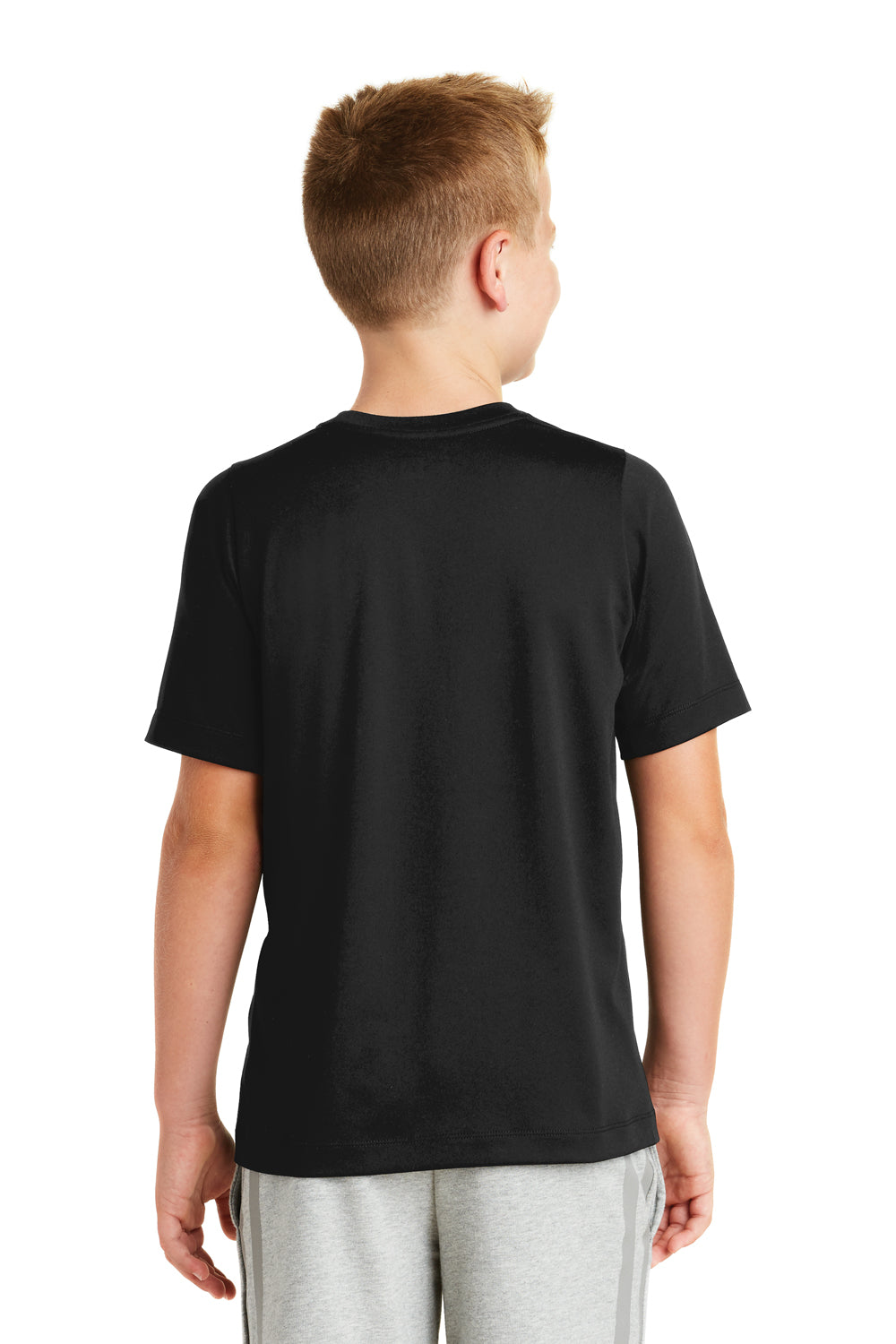 New Era YNEA200 Youth Series Performance Jersey Moisture Wicking Short Sleeve Crewneck T-Shirt Black Back