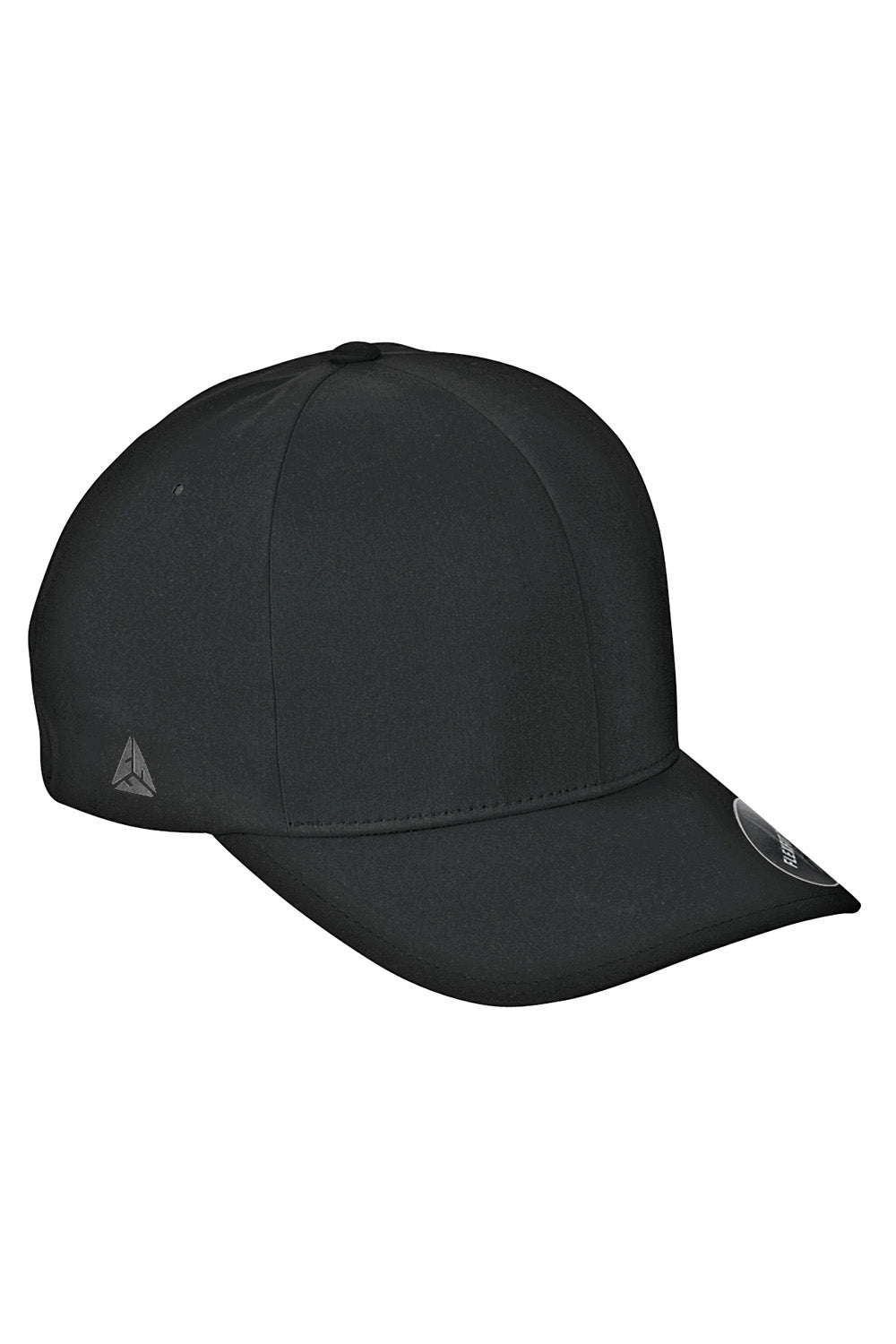 Flexfit YP180 Mens Moisture Wicking Stretch Fit Hat Black Front