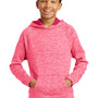 Sport-Tek Youth Electric Heather Moisture Wicking Fleece Hooded Sweatshirt Hoodie - Power Pink Electric