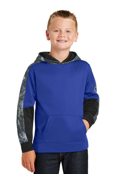 Sport-Tek YST231 Youth Sport-Wick Mineral Freeze Moisture Wicking Fleece Hooded Sweatshirt Hoodie Royal Blue/Grey Front