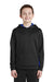 Sport-Tek YST235 Youth Sport-Wick Moisture Wicking Fleece Hooded Sweatshirt Hoodie Black/Royal Blue Front