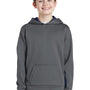 Sport-Tek Youth Sport-Wick Moisture Wicking Fleece Hooded Sweatshirt Hoodie - Dark Smoke Grey/True Navy Blue