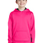 Sport-Tek Youth Sport-Wick Moisture Wicking Fleece Hooded Sweatshirt Hoodie - Neon Pink/Black