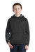 Sport-Tek YST239 Youth Sport-Wick CamoHex Moisture Wicking Fleece Hooded Sweatshirt Hoodie Black/Grey Front
