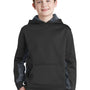 Sport-Tek Youth Sport-Wick CamoHex Moisture Wicking Fleece Hooded Sweatshirt Hoodie - Black/Dark Smoke Grey