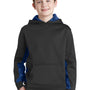 Sport-Tek Youth Sport-Wick CamoHex Moisture Wicking Fleece Hooded Sweatshirt Hoodie - Black/True Royal Blue
