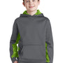 Sport-Tek Youth Sport-Wick CamoHex Moisture Wicking Fleece Hooded Sweatshirt Hoodie - Dark Smoke Grey/Lime Shock Green