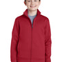 Sport-Tek Youth Sport-Wick Moisture Wicking Fleece Full Zip Sweatshirt - Deep Red