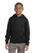 Sport-Tek YST244 Youth Sport-Wick Moisture Wicking Fleece Hooded Sweatshirt Hoodie Black Front