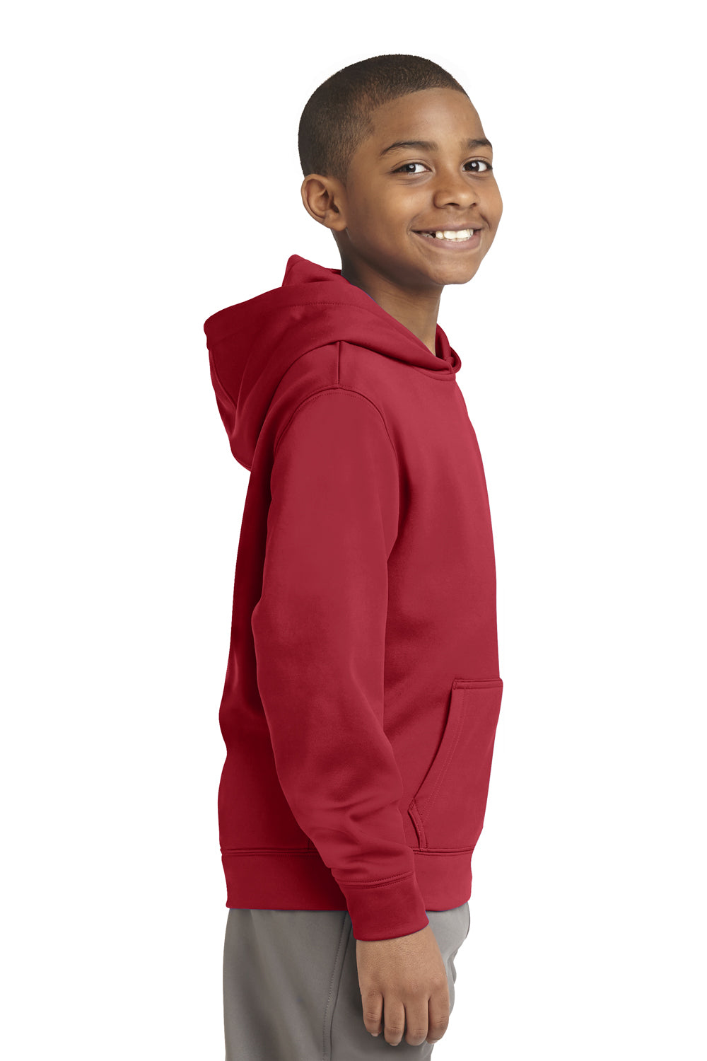 Sport-Tek YST244 Youth Sport-Wick Moisture Wicking Fleece Hooded Sweatshirt Hoodie Red Side