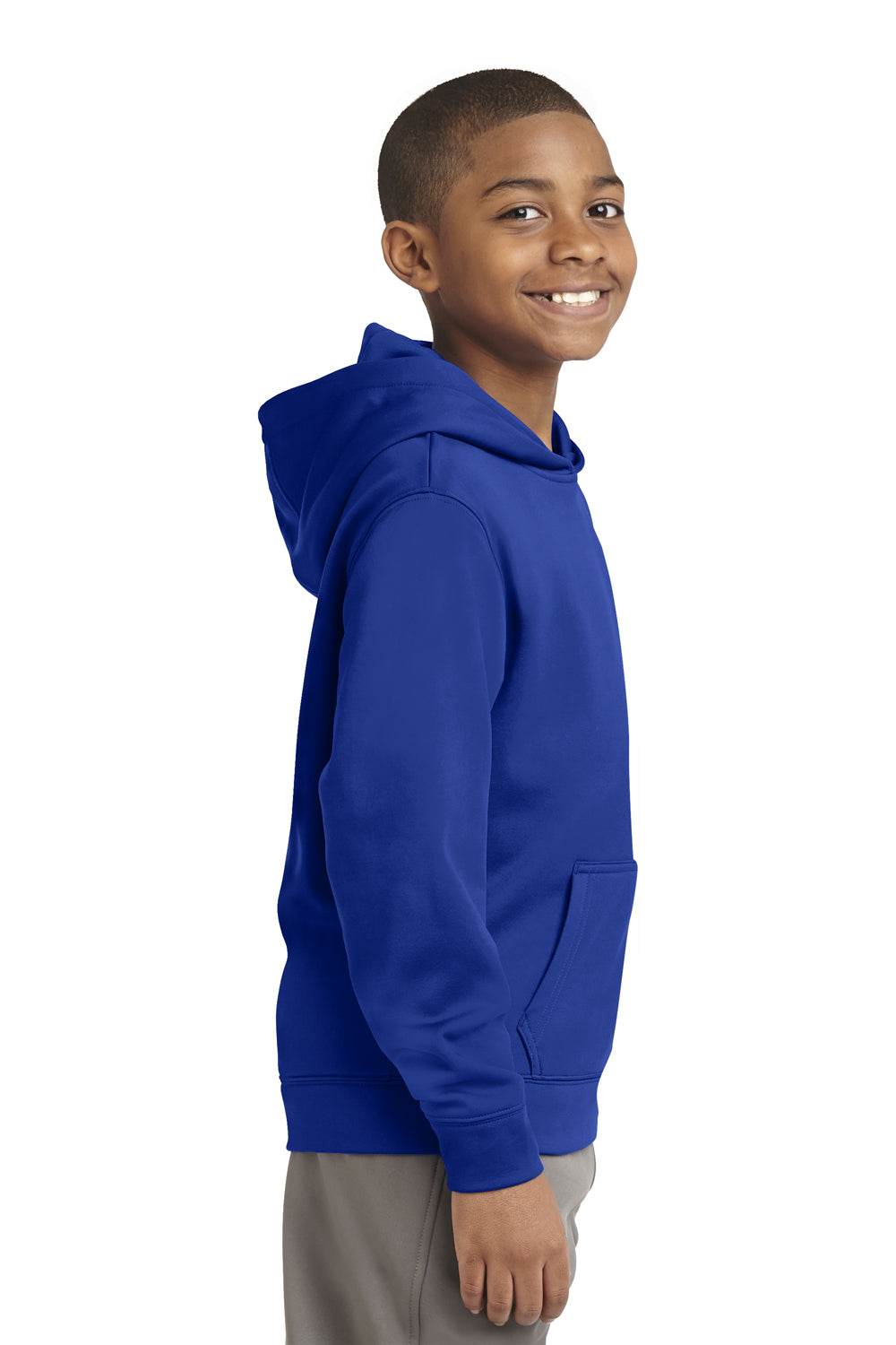 Sport-Tek YST244 Youth Sport-Wick Moisture Wicking Fleece Hooded Sweatshirt Hoodie Royal Blue Side