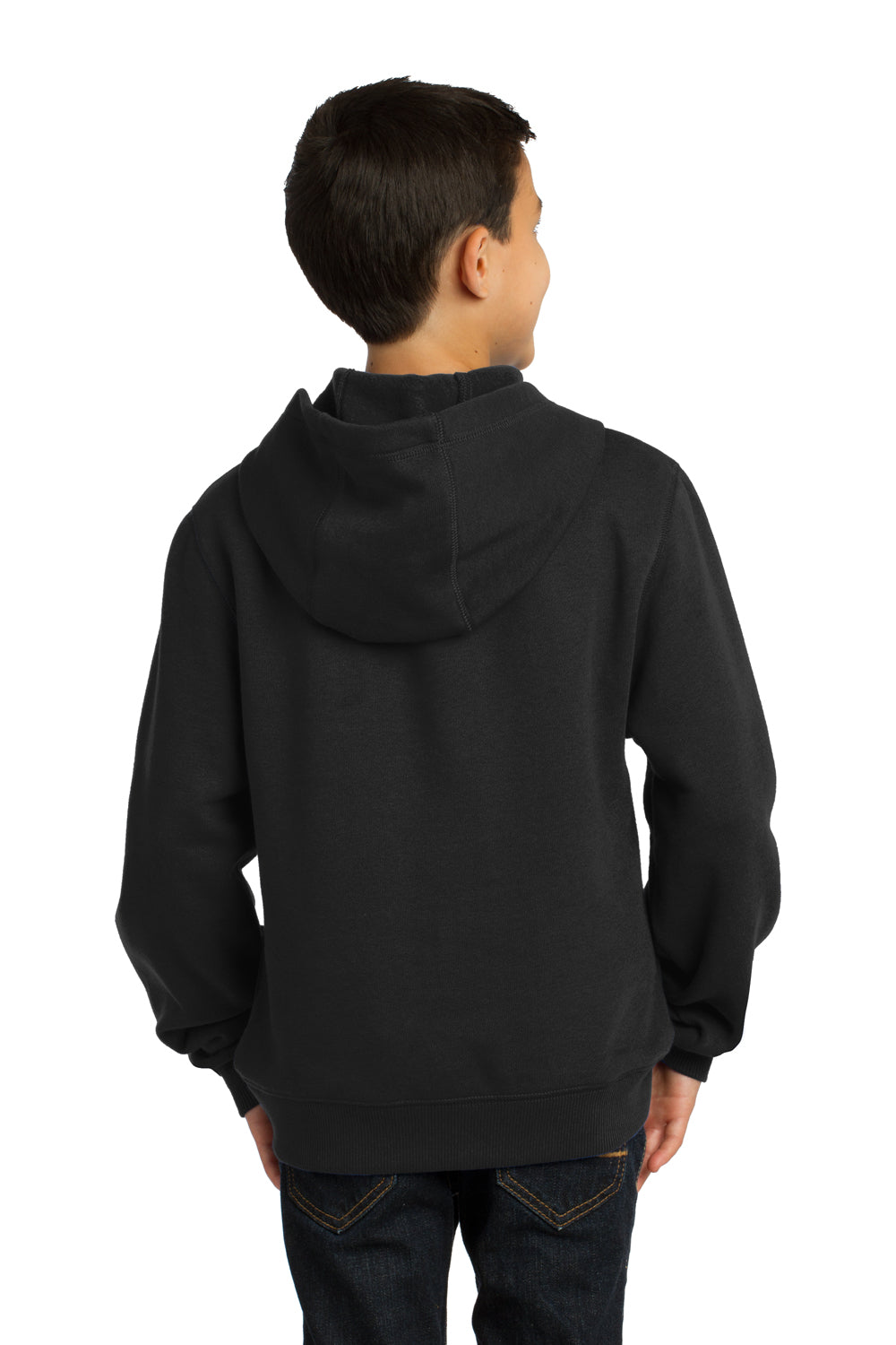 Sport-Tek YST254 Youth Fleece Hooded Sweatshirt Hoodie Black Back