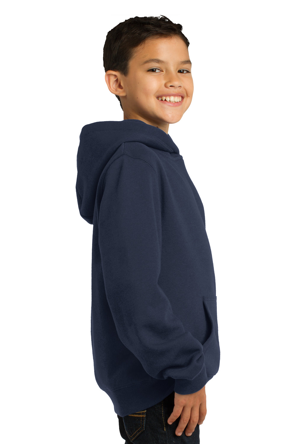 Sport-Tek YST254 Youth Fleece Hooded Sweatshirt Hoodie Navy Blue Side