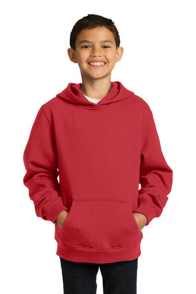 Sport-Tek YST254 Youth Fleece Hooded Sweatshirt Hoodie Red Front