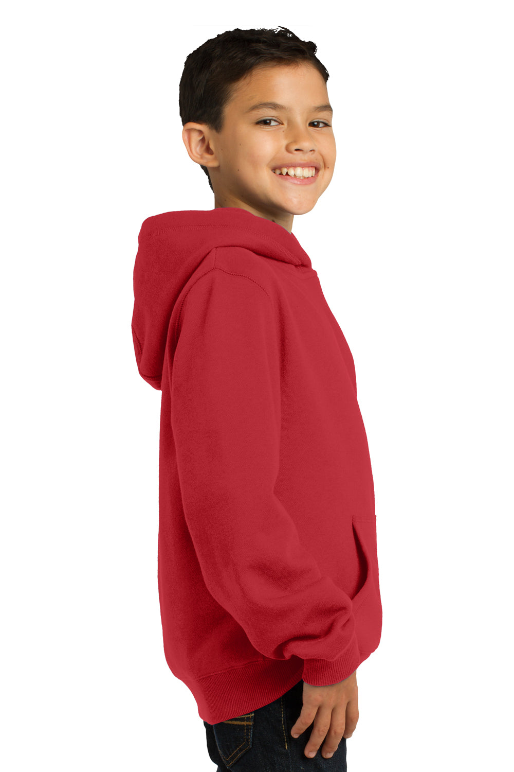 Sport-Tek YST254 Youth Fleece Hooded Sweatshirt Hoodie Red Side