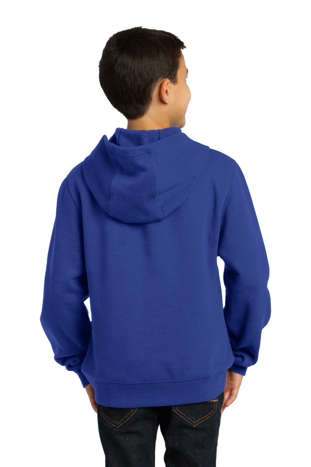Sport-Tek YST254 Youth Fleece Hooded Sweatshirt Hoodie Royal Blue Back