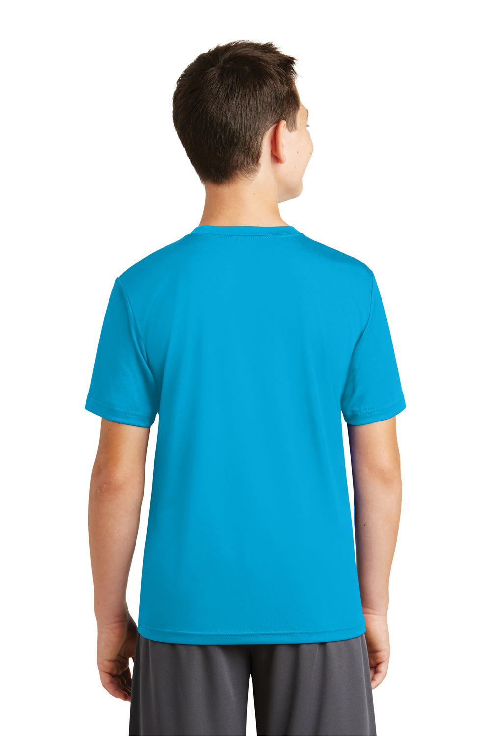 Sport-Tek YST320 Youth Tough Moisture Wicking Short Sleeve Crewneck T-Shirt Atomic Blue Back