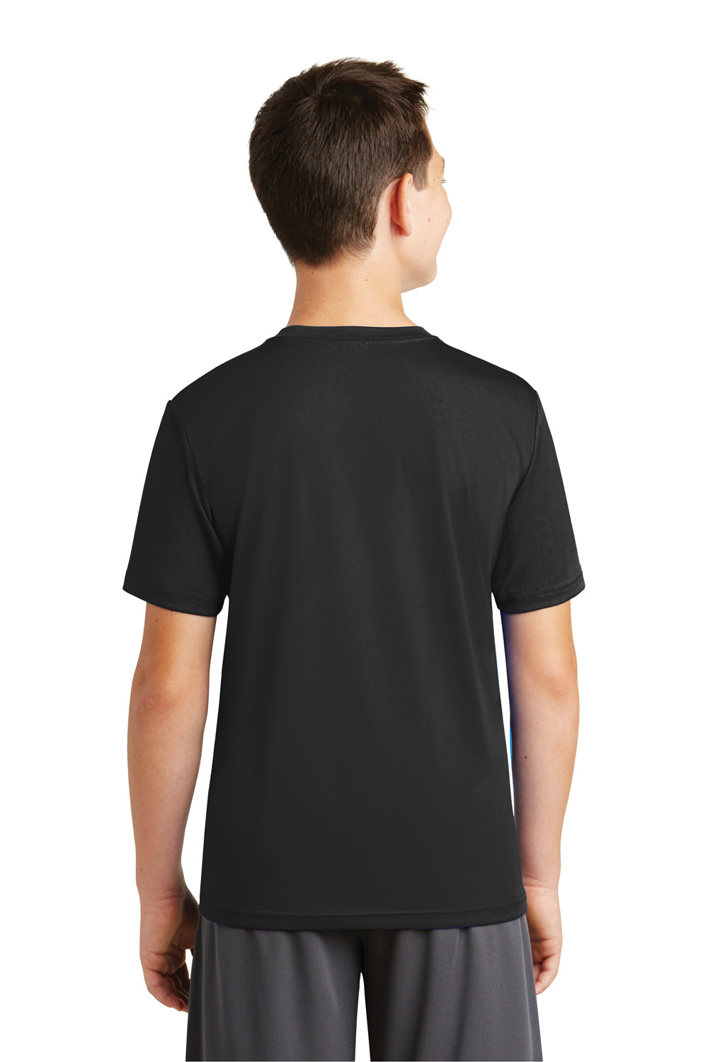 Sport-Tek YST320 Youth Tough Moisture Wicking Short Sleeve Crewneck T-Shirt Black Back