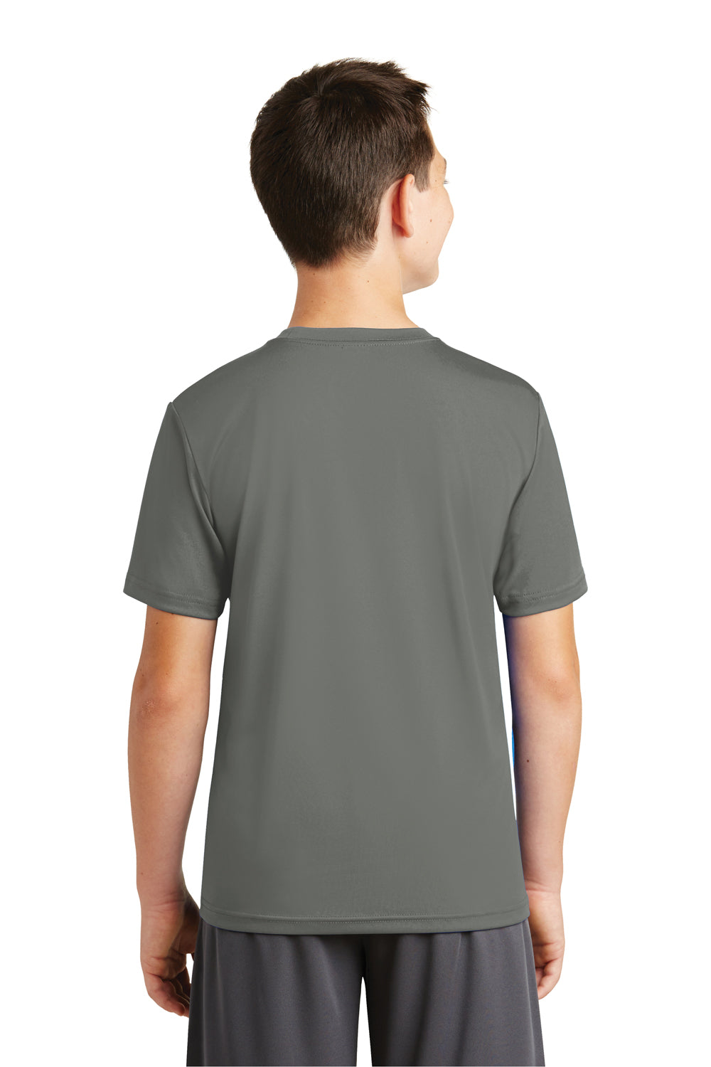 Sport-Tek YST320 Youth Tough Moisture Wicking Short Sleeve Crewneck T-Shirt Dark Grey Back