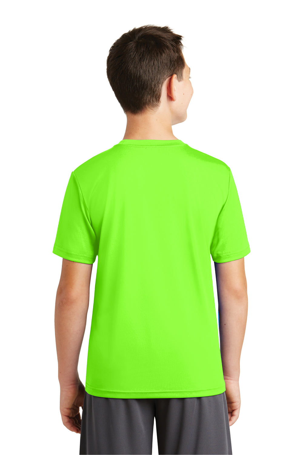 Sport-Tek YST320 Youth Tough Moisture Wicking Short Sleeve Crewneck T-Shirt Neon Green Back