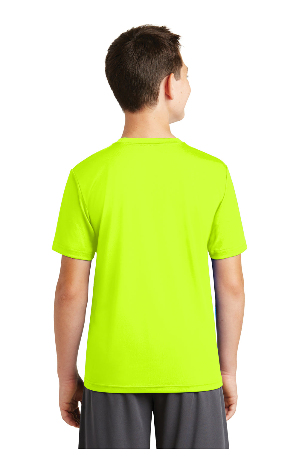 Sport-Tek YST320 Youth Tough Moisture Wicking Short Sleeve Crewneck T-Shirt Neon Yellow Back