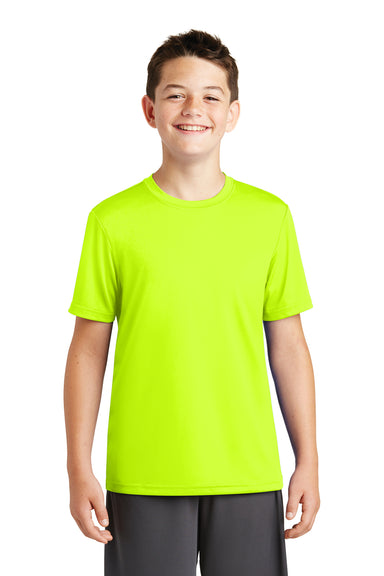 Sport-Tek YST320 Youth Tough Moisture Wicking Short Sleeve Crewneck T-Shirt Neon Yellow Front