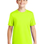 Sport-Tek Youth Tough Moisture Wicking Short Sleeve Crewneck T-Shirt - Neon Yellow - Closeout
