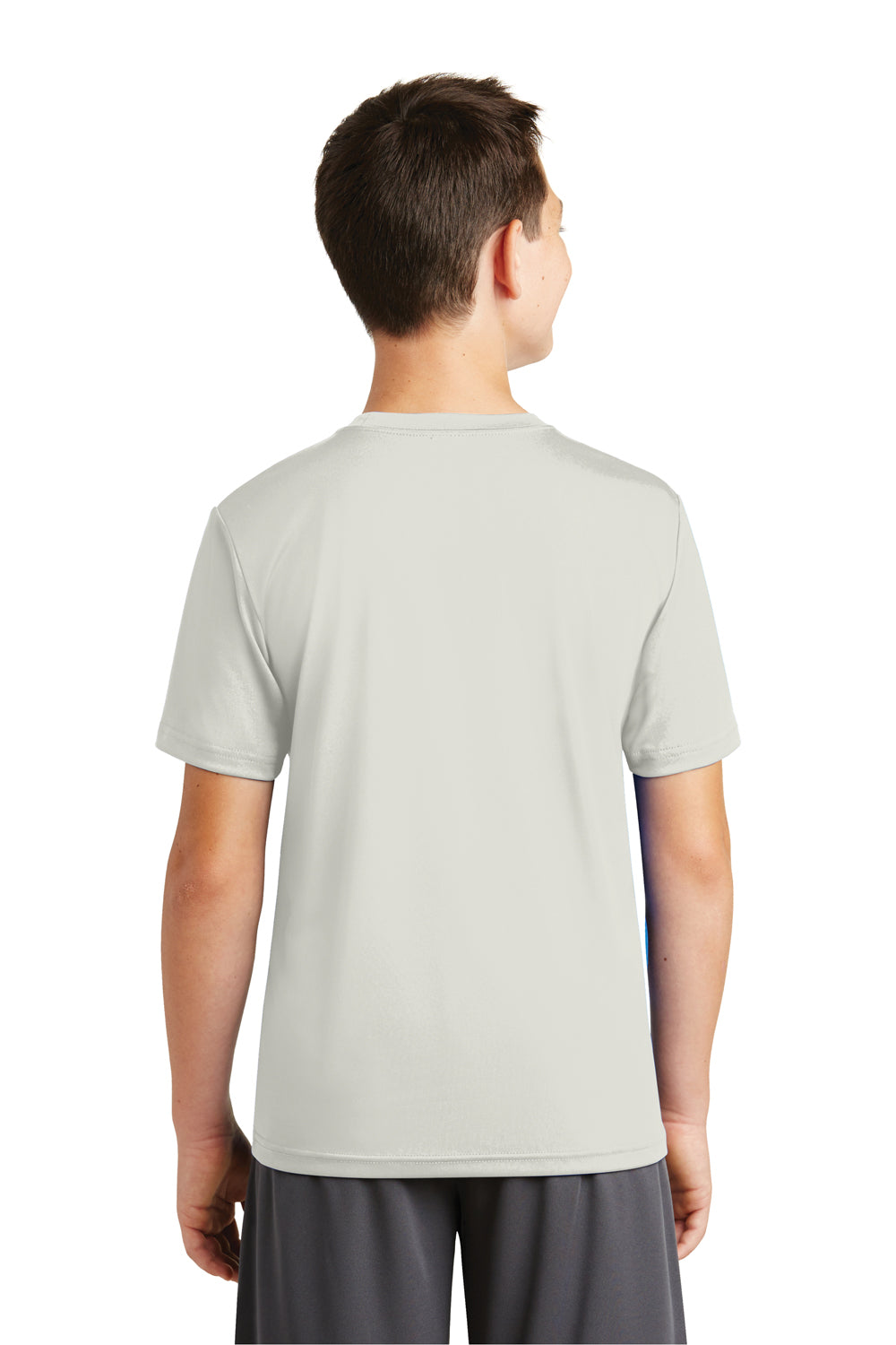 Sport-Tek YST320 Youth Tough Moisture Wicking Short Sleeve Crewneck T-Shirt Silver Grey Back