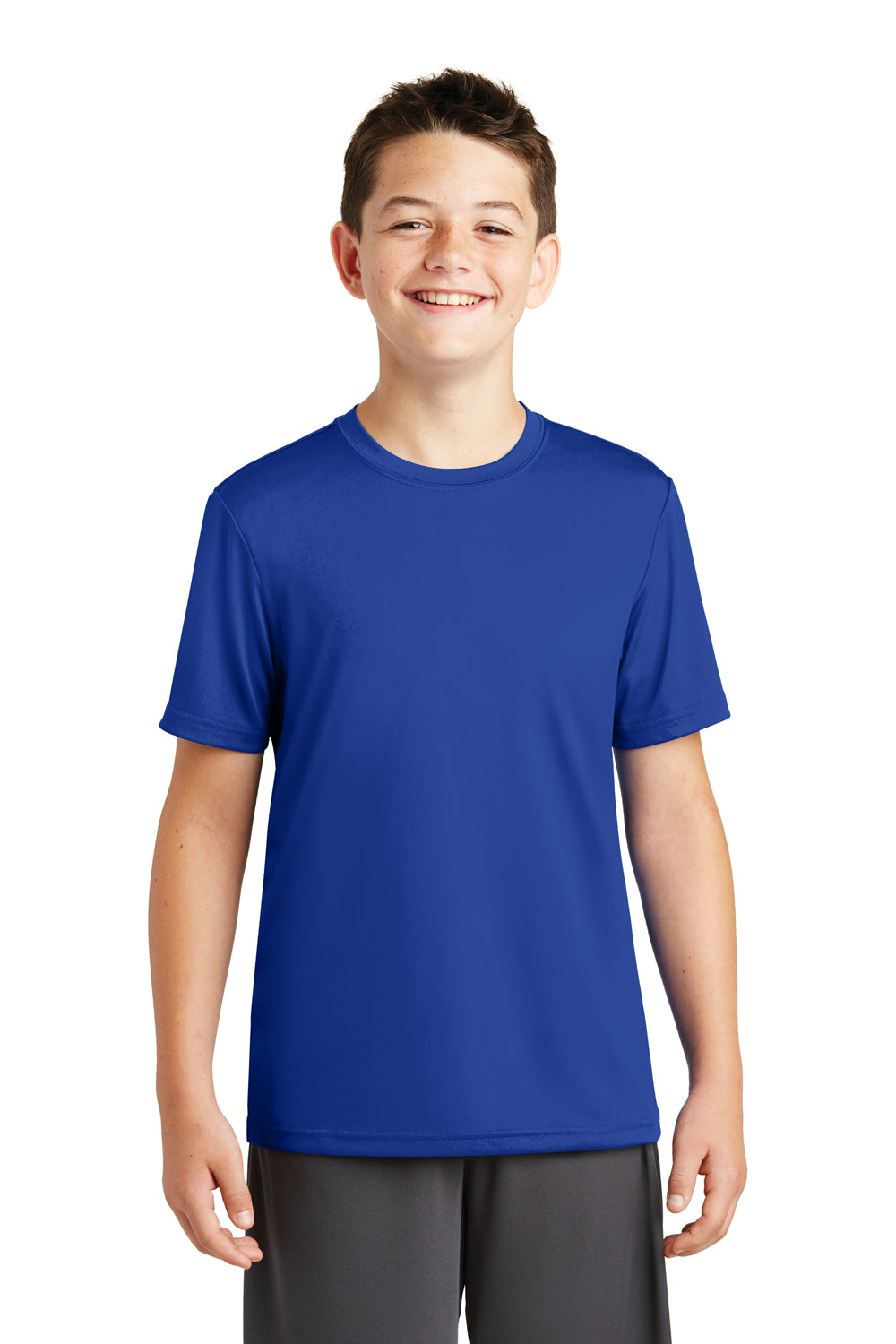 Sport-Tek YST320 Youth Tough Moisture Wicking Short Sleeve Crewneck T-Shirt Royal Blue Front