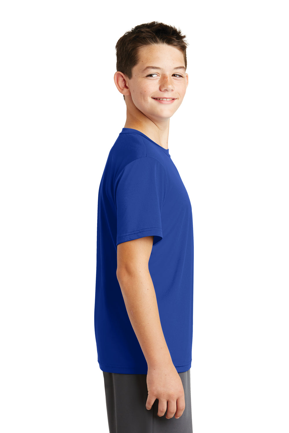 Sport-Tek YST320 Youth Tough Moisture Wicking Short Sleeve Crewneck T-Shirt Royal Blue Side