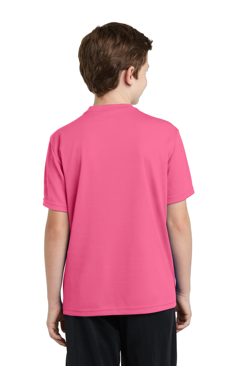 Sport-Tek YST340 Youth RacerMesh Moisture Wicking Short Sleeve Crewneck T-Shirt Pink Back