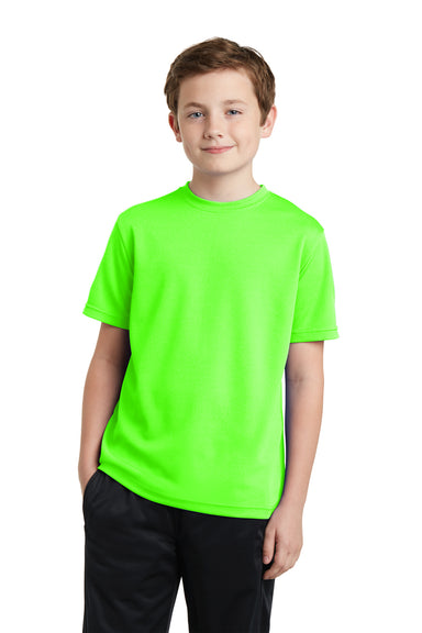 Sport-Tek YST340 Youth RacerMesh Moisture Wicking Short Sleeve Crewneck T-Shirt Neon Green Front