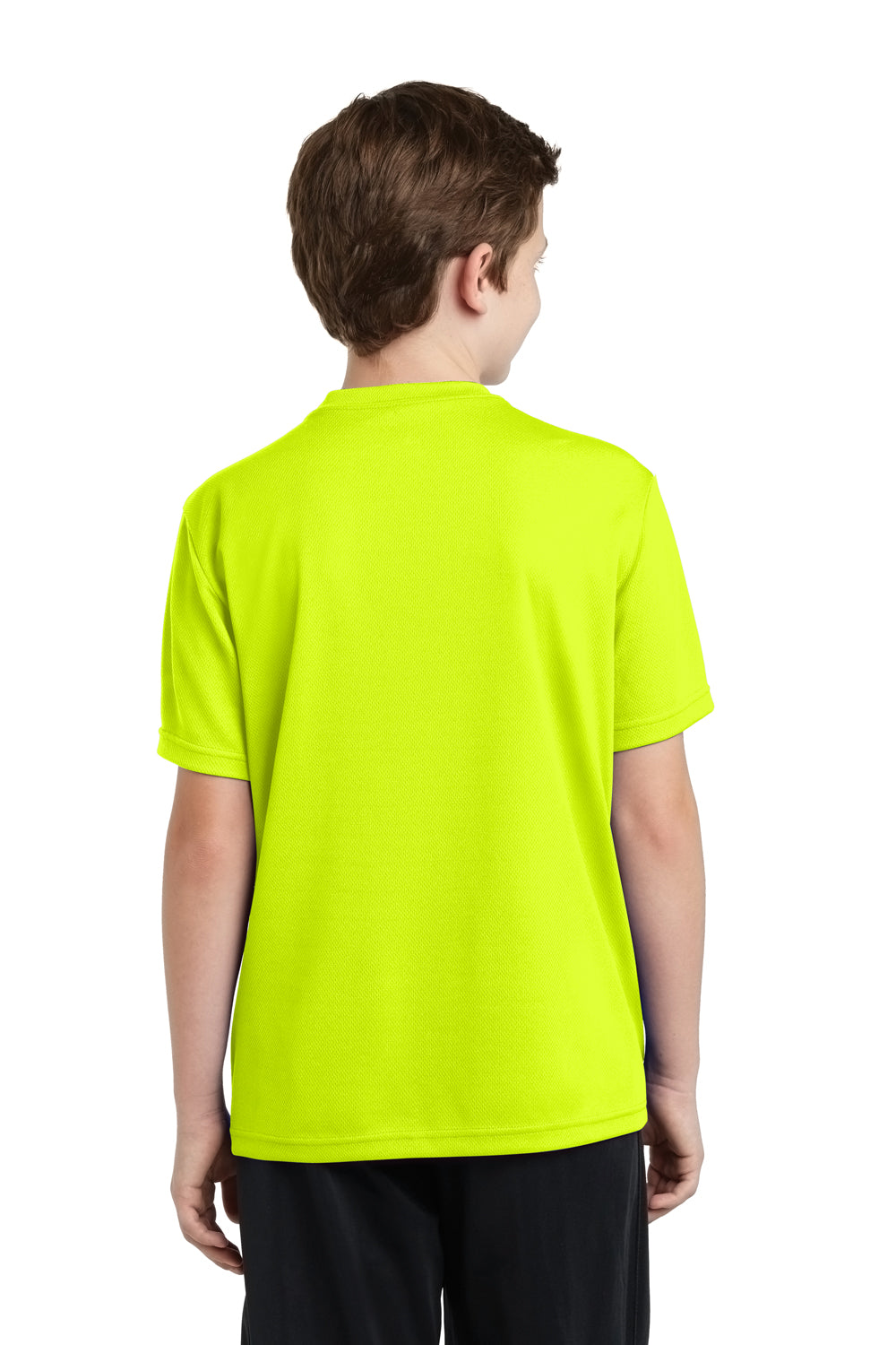 Sport-Tek YST340 Youth RacerMesh Moisture Wicking Short Sleeve Crewneck T-Shirt Neon Yellow Back